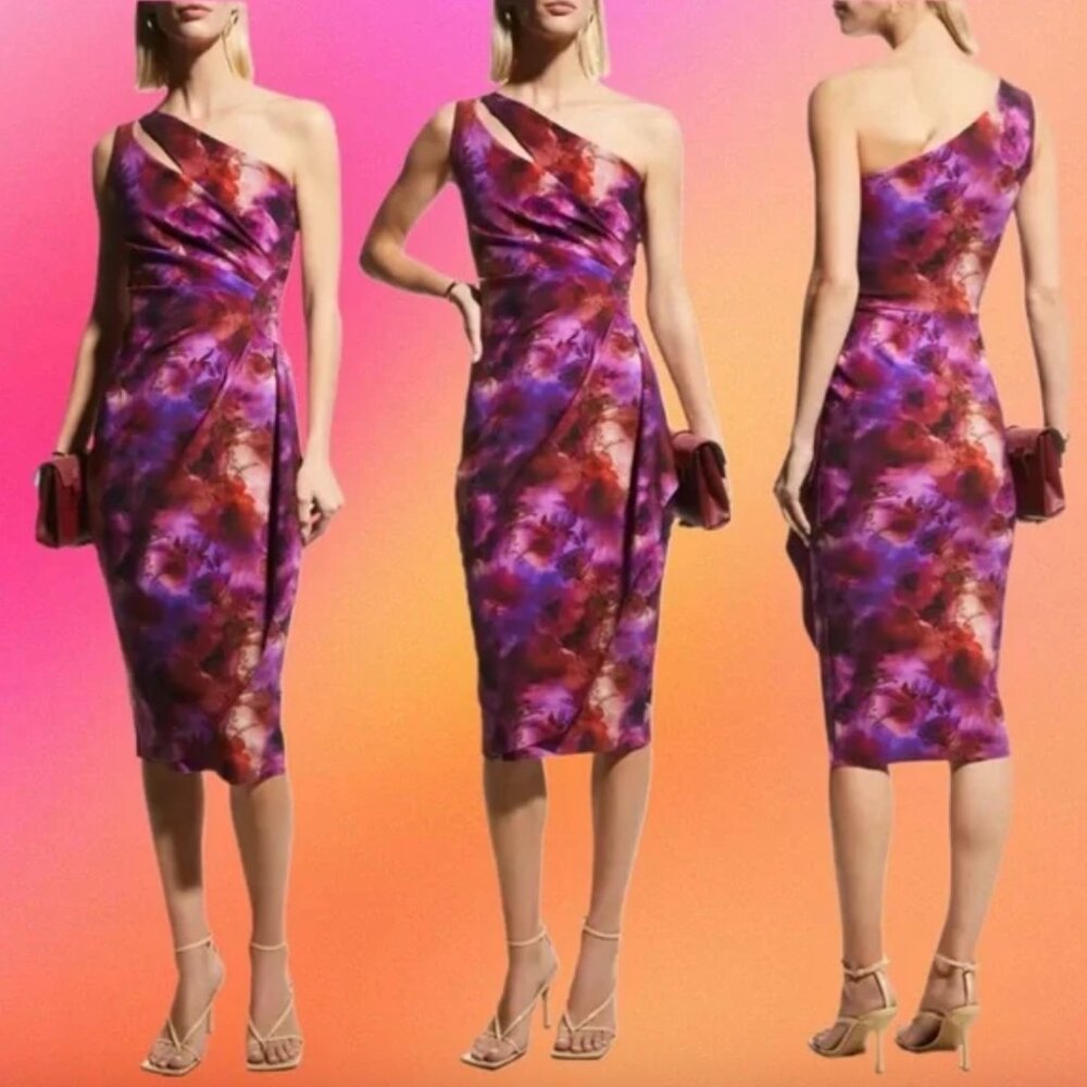 Chiara Boni La Petite Robe • Zeudi rose-print one-shoulder dress it40/us4